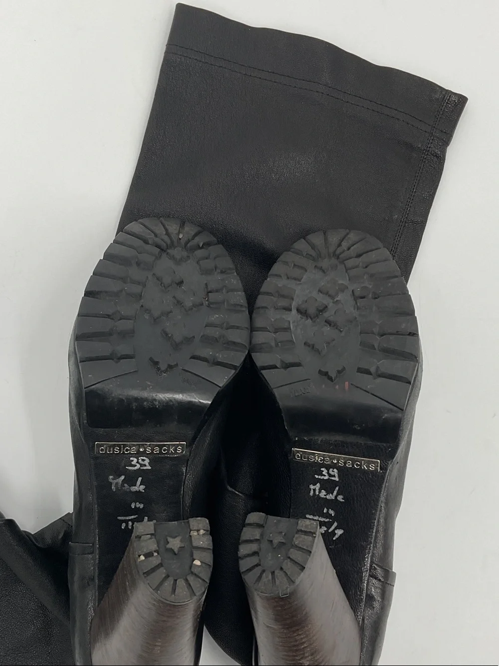 Over-the-Knee Black Leather High-Heel Boots